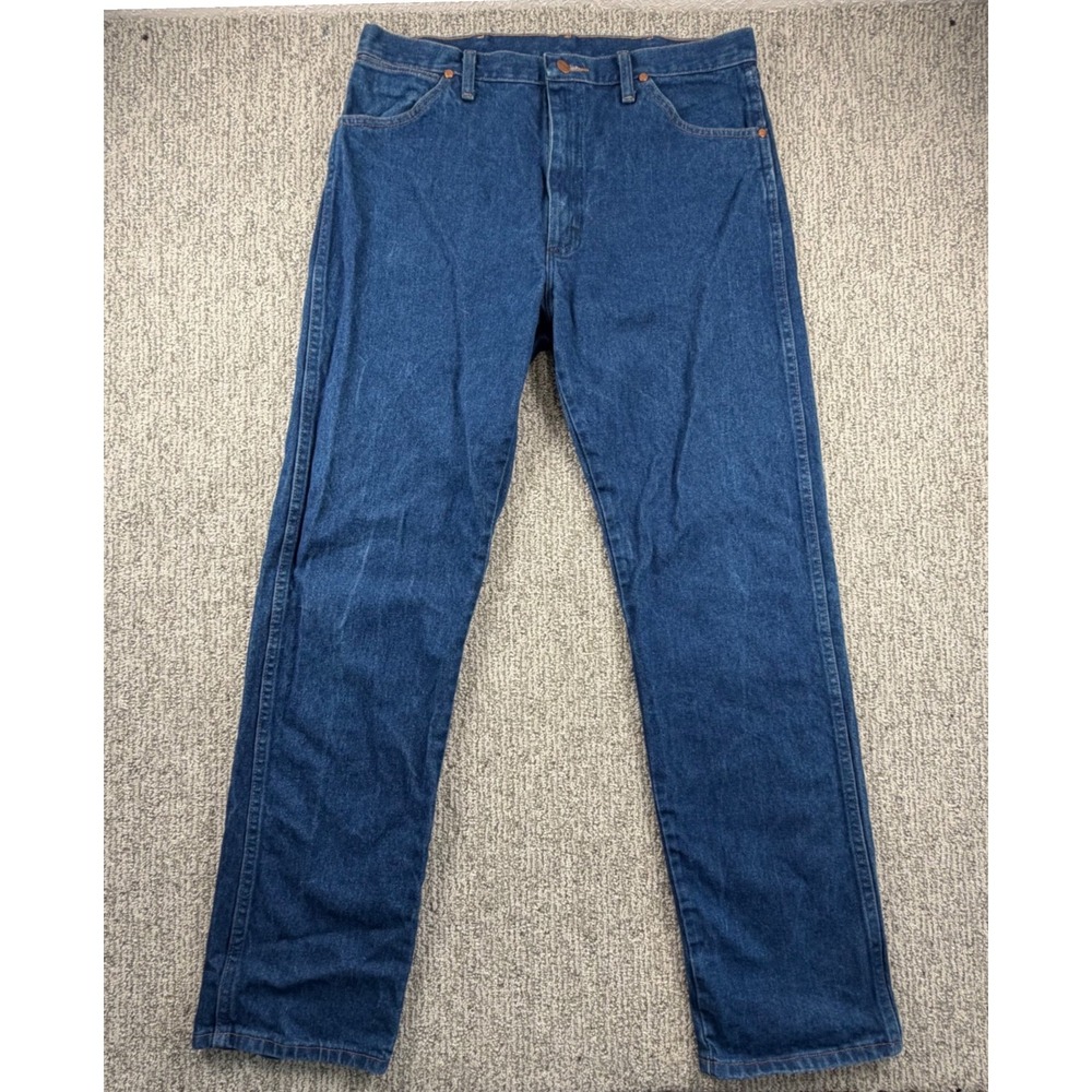Wrangler Jeans Mens 35(36)x34 Blue Cowboy Cut Original Fit Straight Leg 13MWZPW